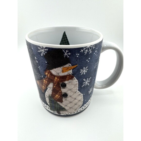 Vintage Lang and Wise Collector Mug Quilted Snowman EKB #1 1998 - Picture 2 of 4